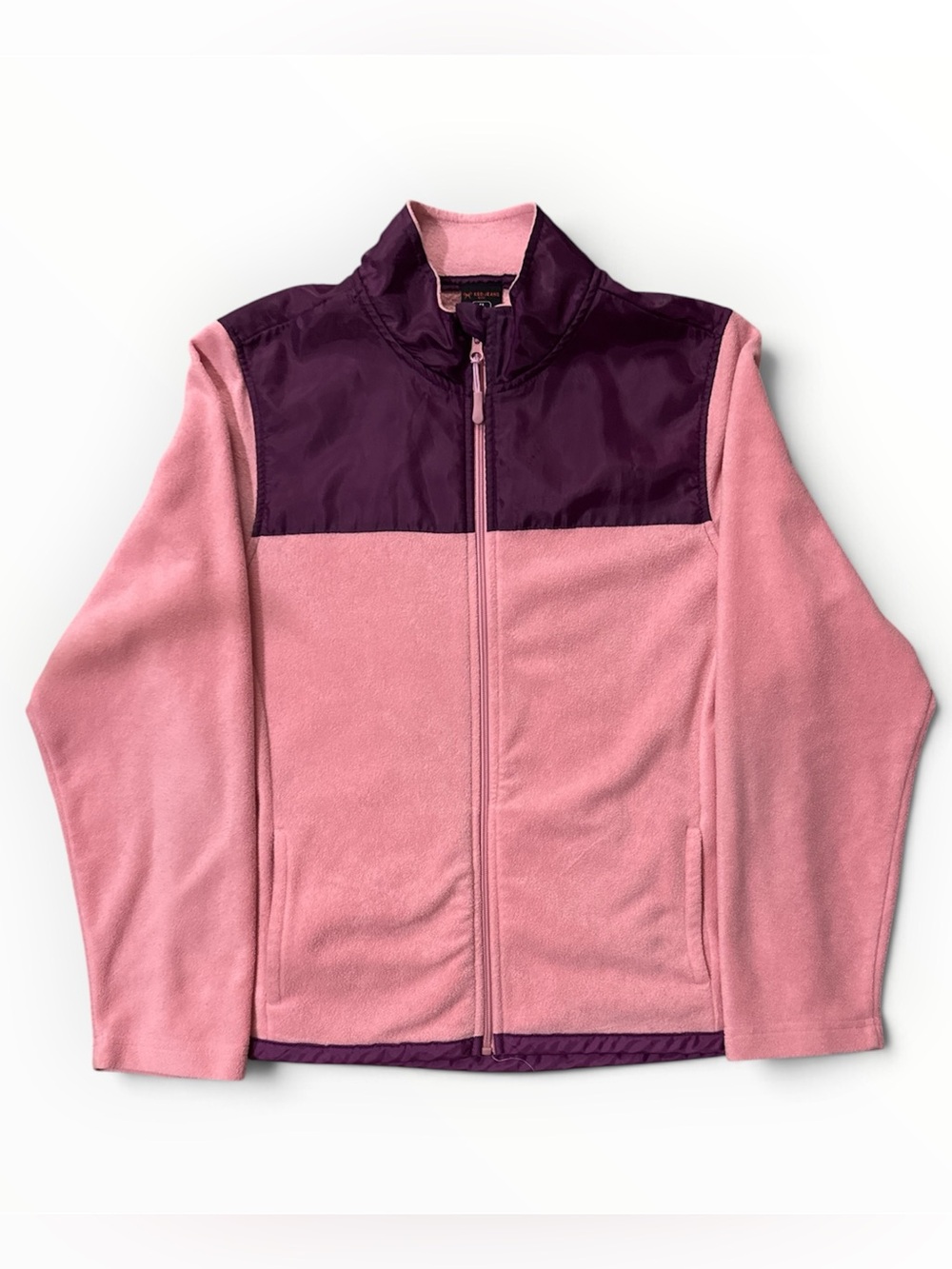 Red Jeans NYC Fleece Jacket XL Women Colorblock Pink Purple Full Zip Cozy Warm